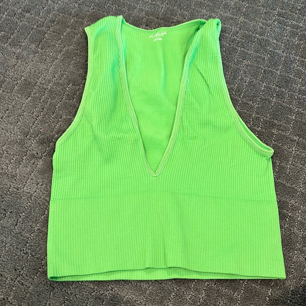 Urban Outfitters Out from Under Neon Green V-Neck Crop Top, Size S